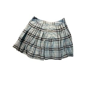 Faded Rose Light Blue Plaid Pleated Mini Skirt Preppy Schoolgirl Check Size M
